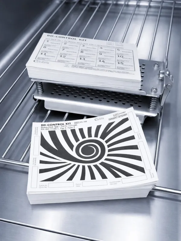 Das Produkt BD-Control Kit liegt in seinen Einzelteilen auf einem Edelstahlgitter